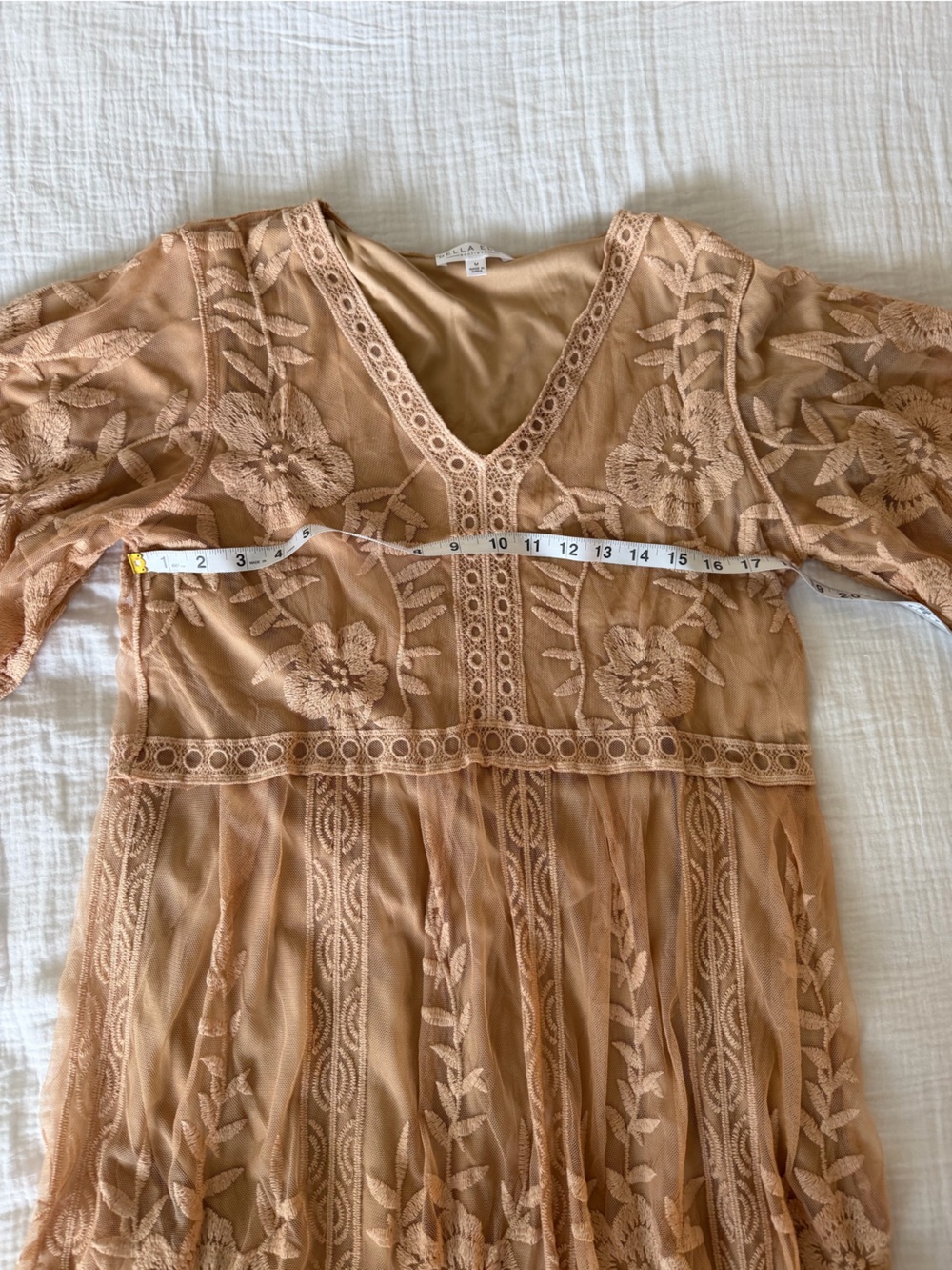 Bella Ella Boho Lace Midi Dress in Nude Blush - Picture 6 of 11